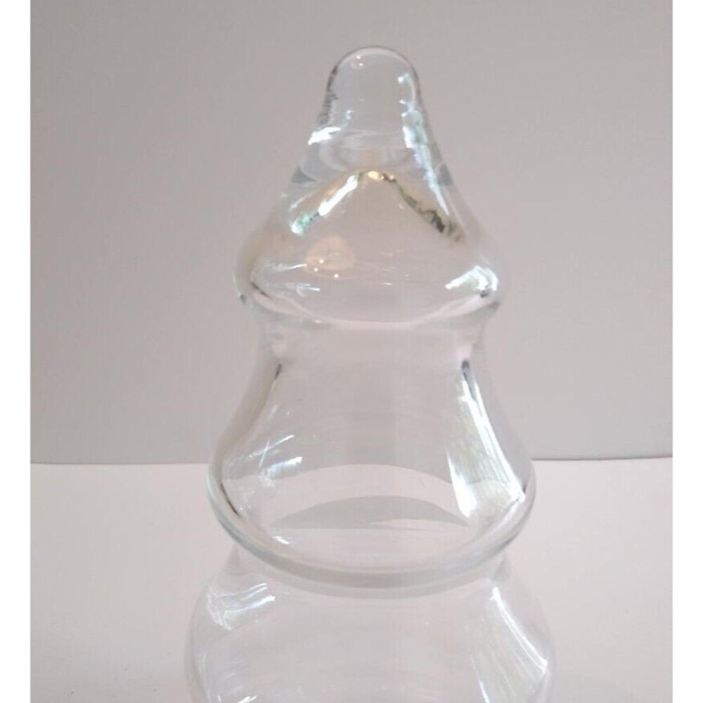 Vintage Clear Glass Christmas Tree Apothecary Jar Plastic Lid Base - Picture 6 of 7